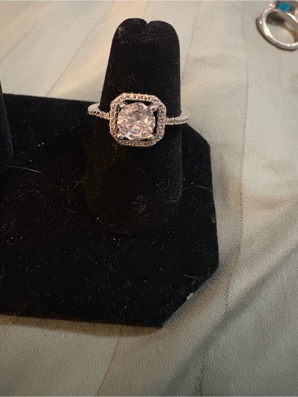 Classic Silver Cushion Halo Cubic Zirconia Ring - Silver